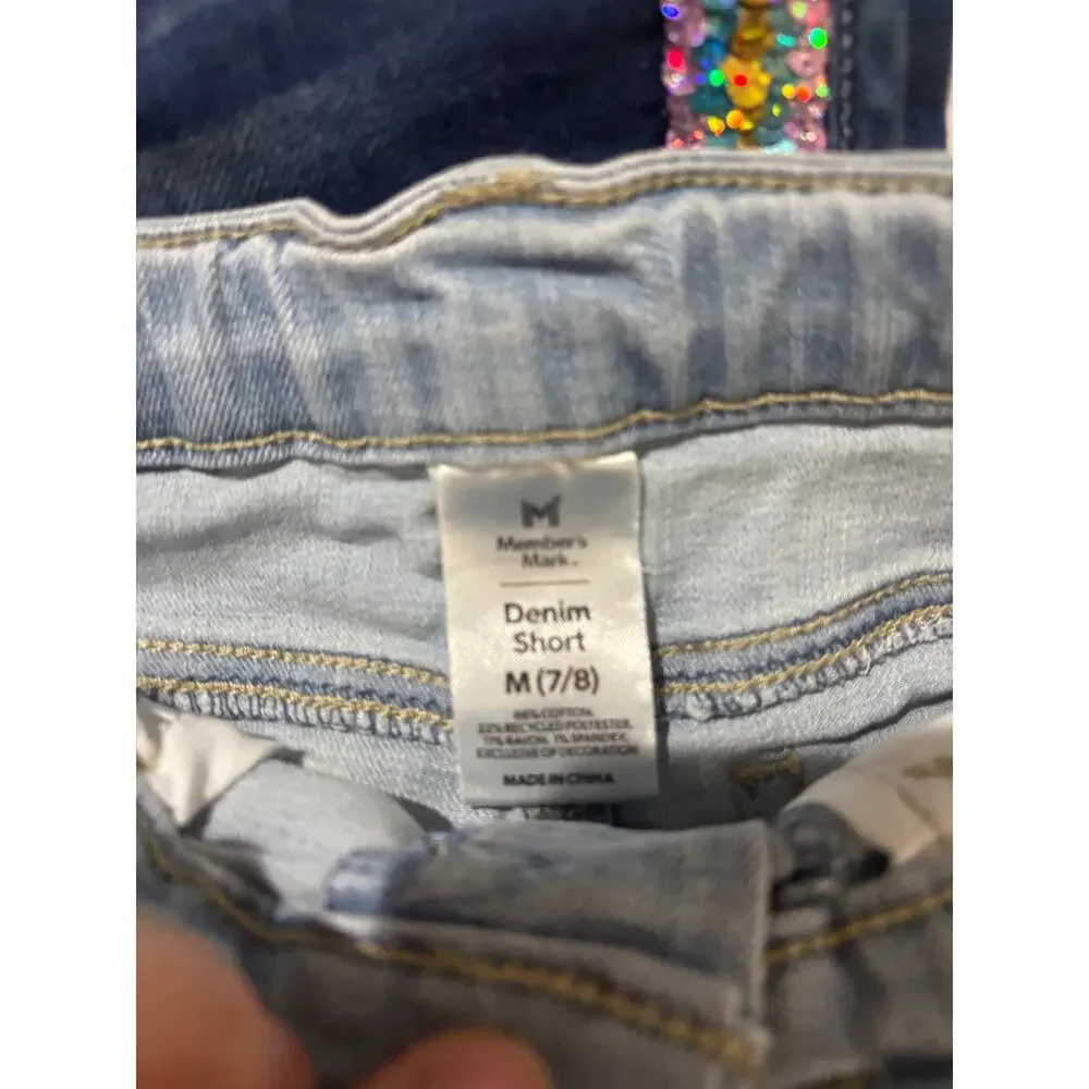 Members Mark 7/8 cotton spandex stretch blue denim jean shorts euc comfortable